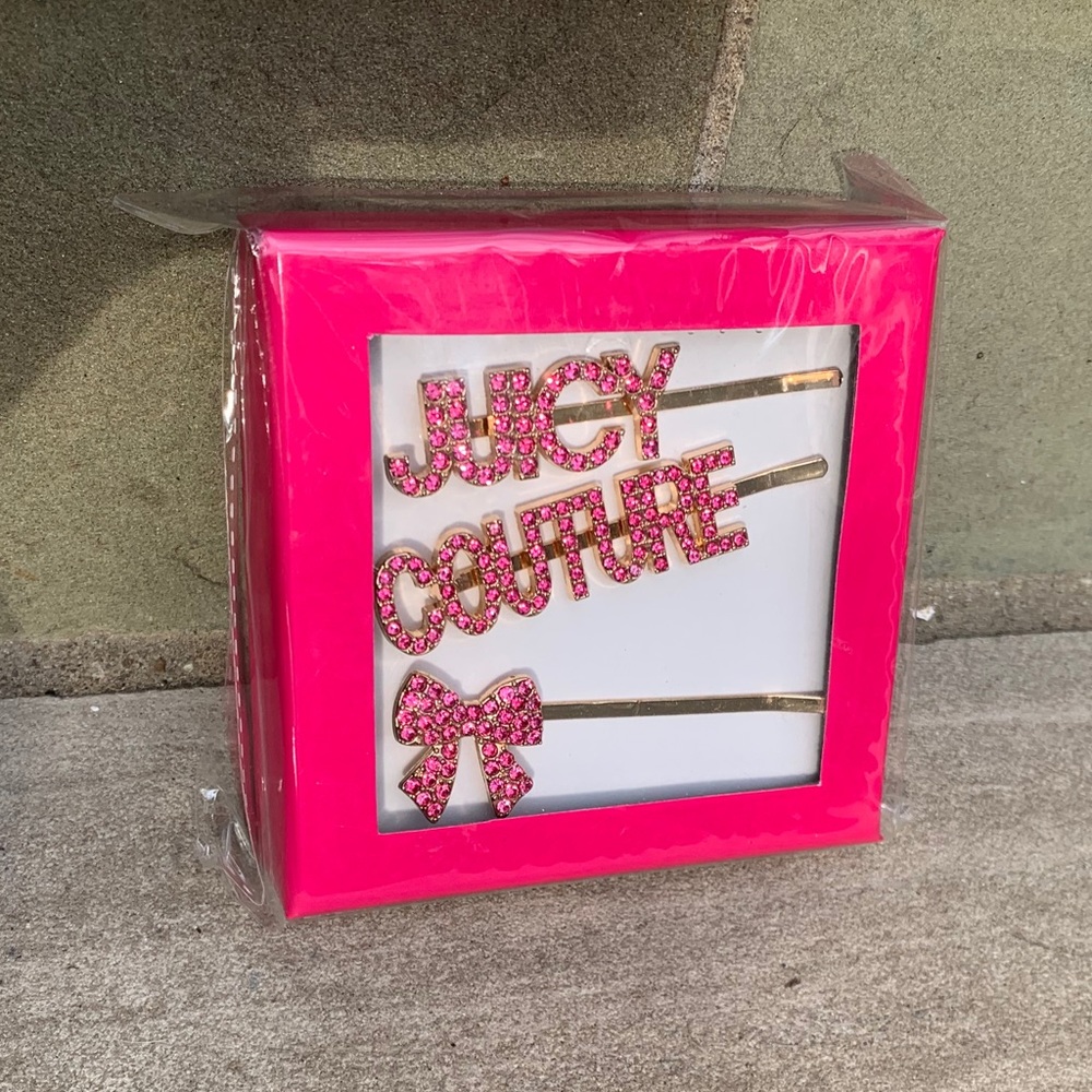 NWT Juicy Couture Gold & Pink Hair Clips 3 Pack
